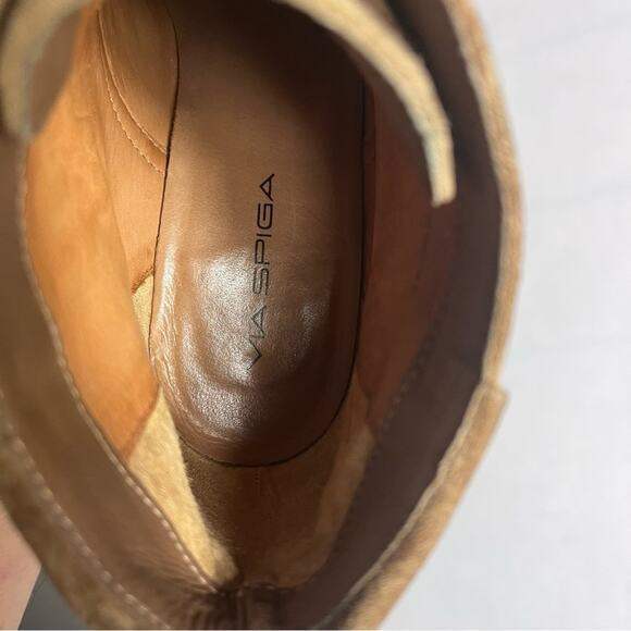 Via Spiga Booties Womens 9M Brown Suede Wedge Ankle Lace Up Boho - Picture 4 of 15